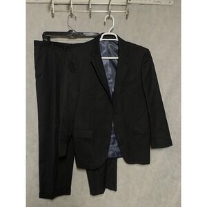 Fumagalli Suit Men 42R Black Gray Stripes Wool Academia Career 34x30 Pants Luxe